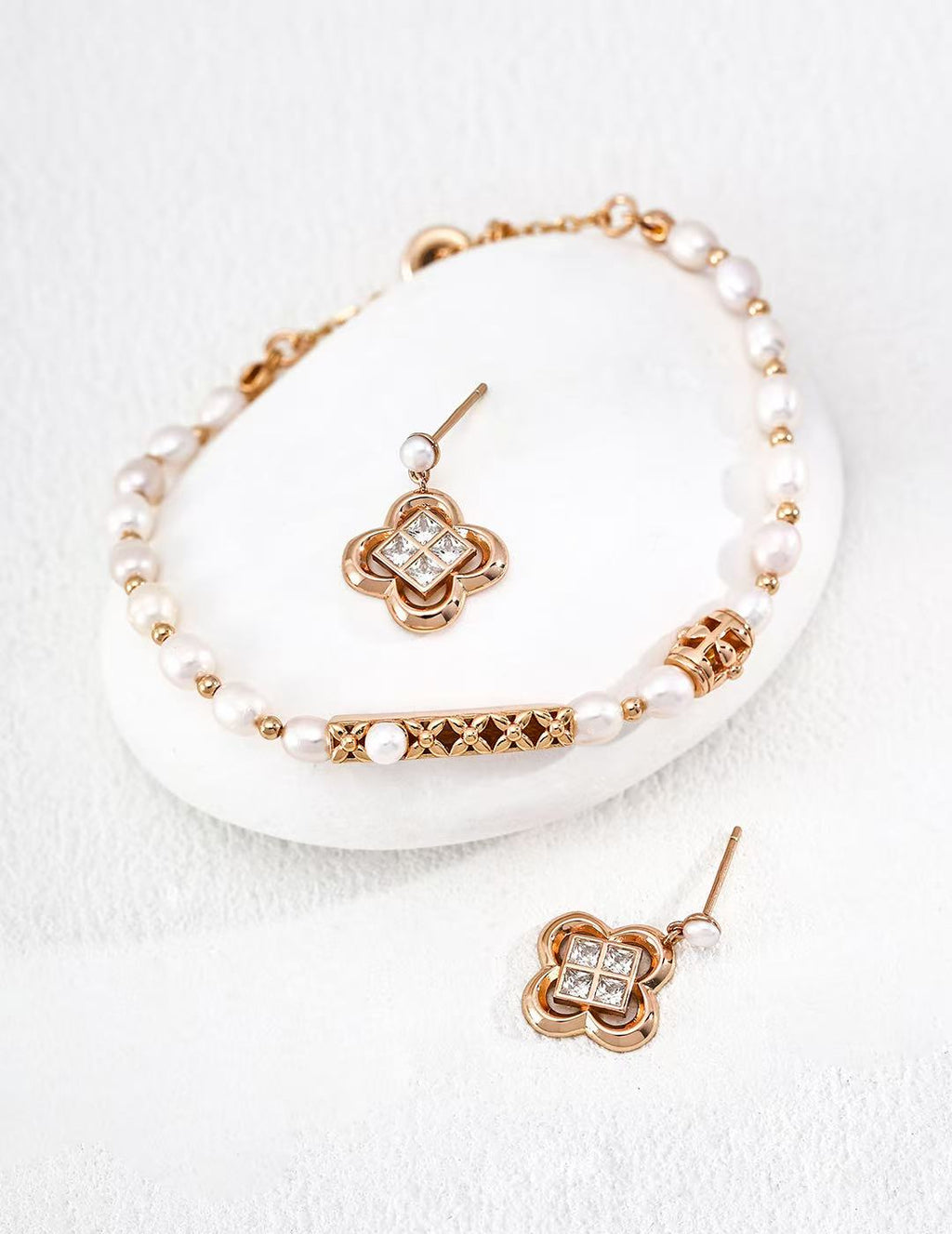 Fourfold Bloom Cubic Zirconia Earrings