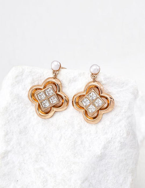Fourfold Bloom Cubic Zirconia Earrings